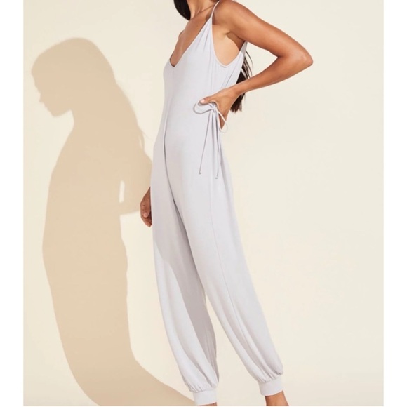 EBERJEY Finley Knotted Stretch-Jersey Jumpsuit in Soft Gray - Picture 7 of 14
